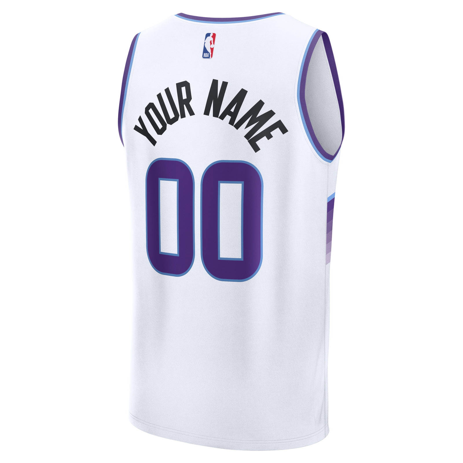 Utah Jazz Fast Break Fan Version Custom Jersey White Association Edition - back view