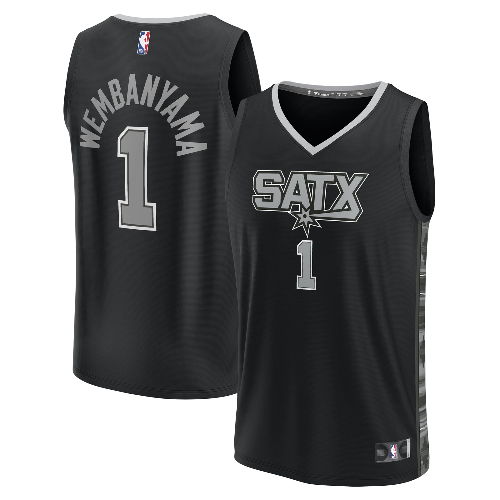 Victor Wembanyama San Antonio Spurs Fast Break Fan Version Player Jersey - front and back view
