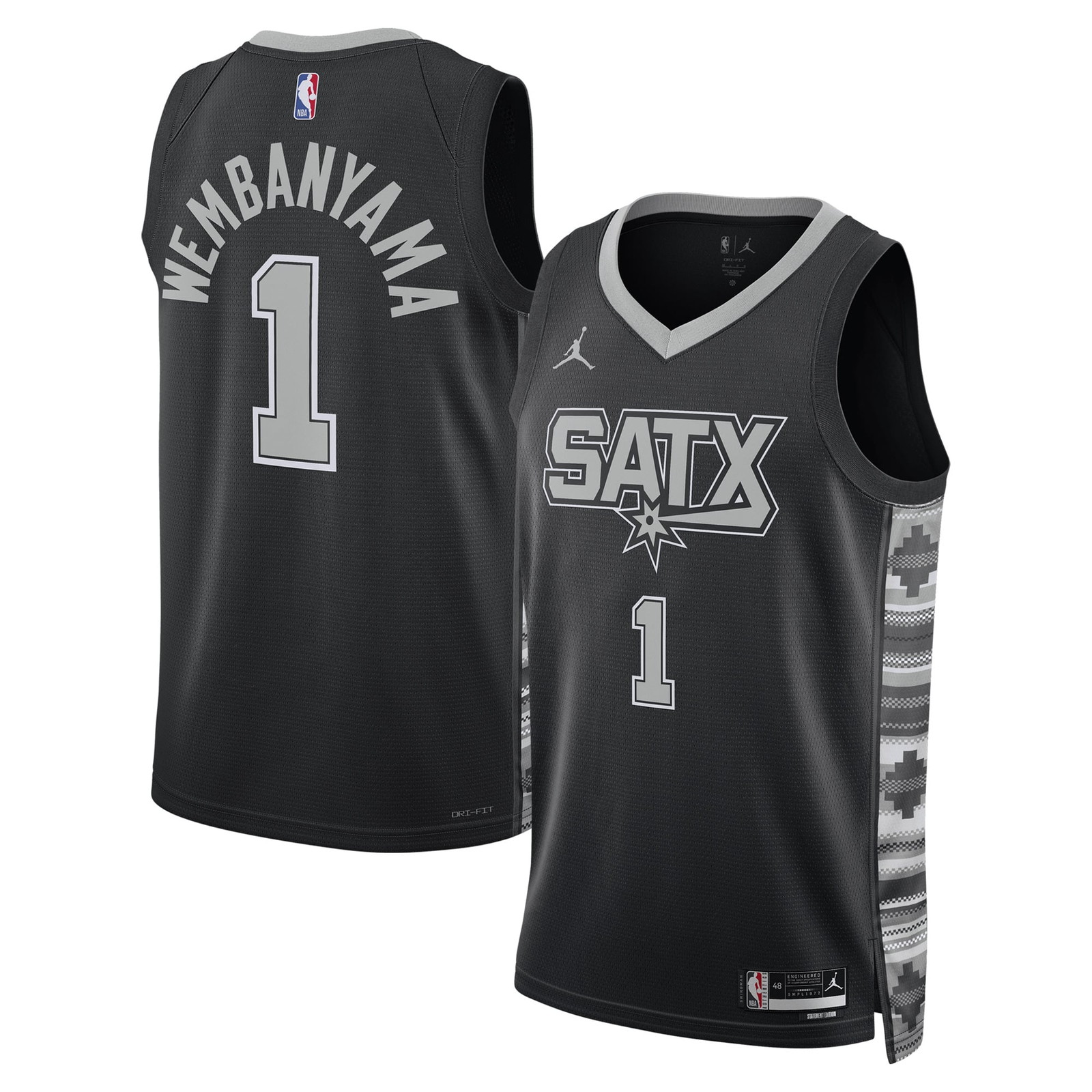 Victor Wembanyama San Antonio Spurs Unisex Swingman Jersey Statement Edition - front and back view