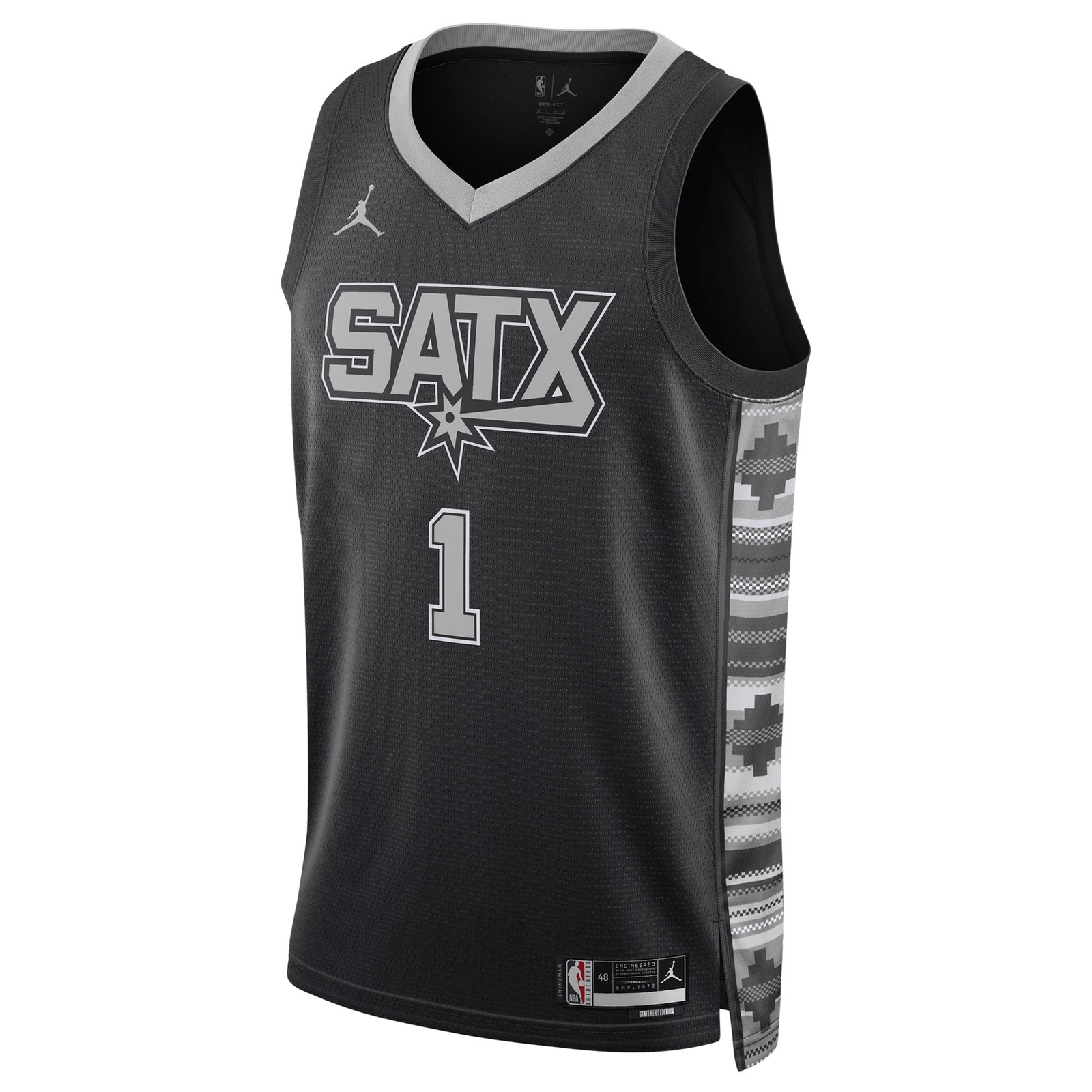 Victor Wembanyama San Antonio Spurs Unisex Swingman Jersey Statement Edition Black - front view
