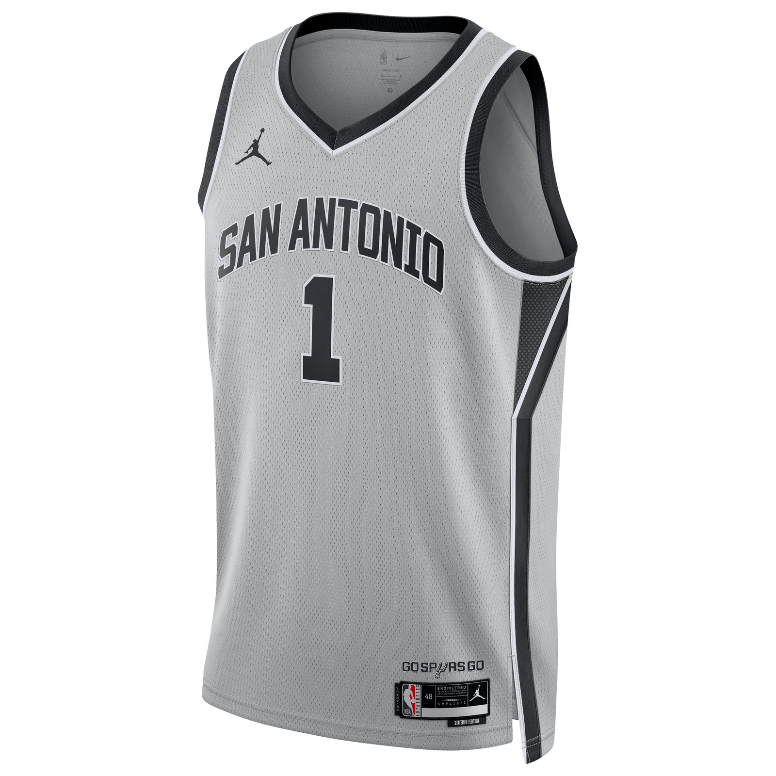 Victor Wembanyama San Antonio Spurs Unisex Swingman Jersey Statement Edition Silver - front view
