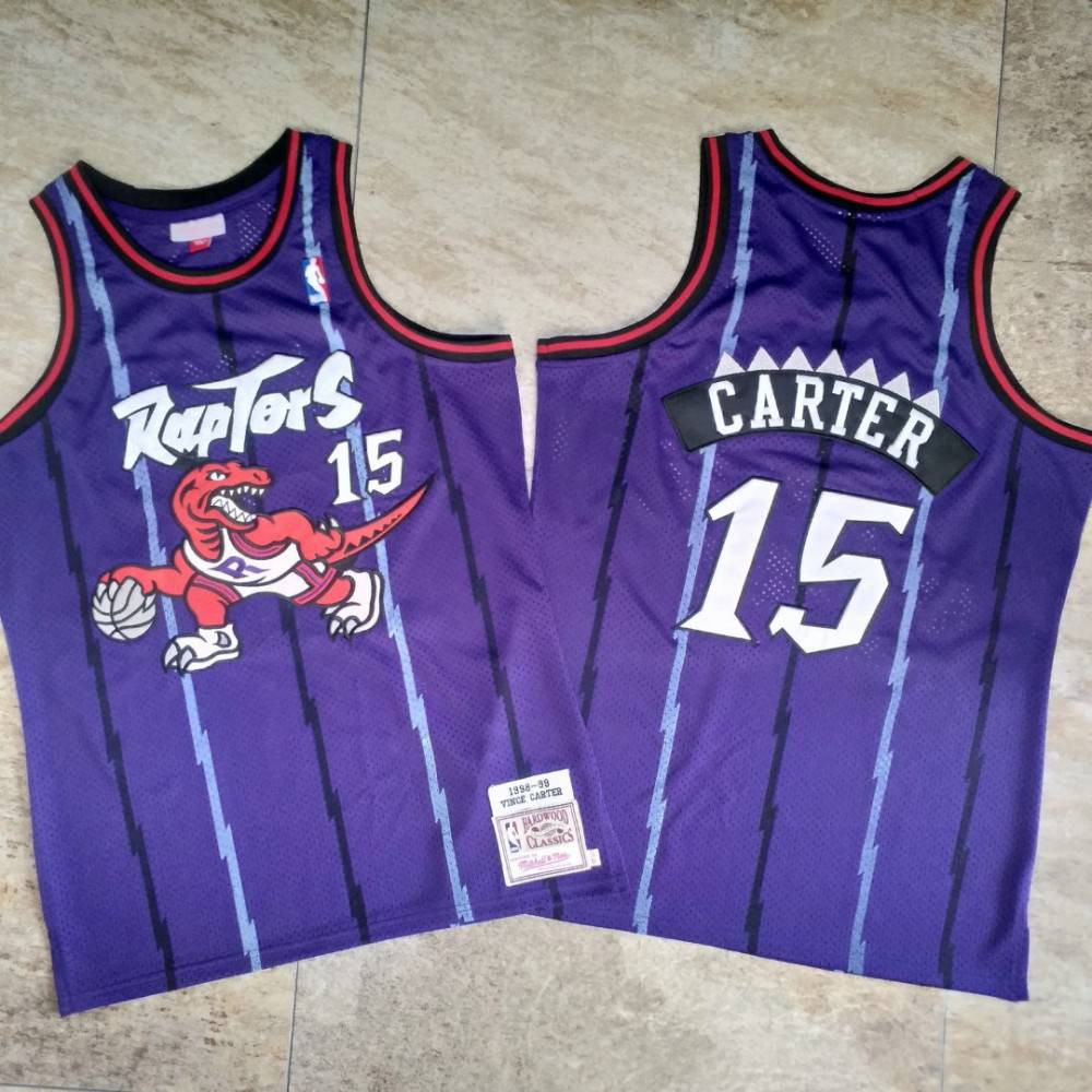 Vince Carter Toronto Raptors Throwback 1998-99 Hardwood Classics Jersey Purple - back view