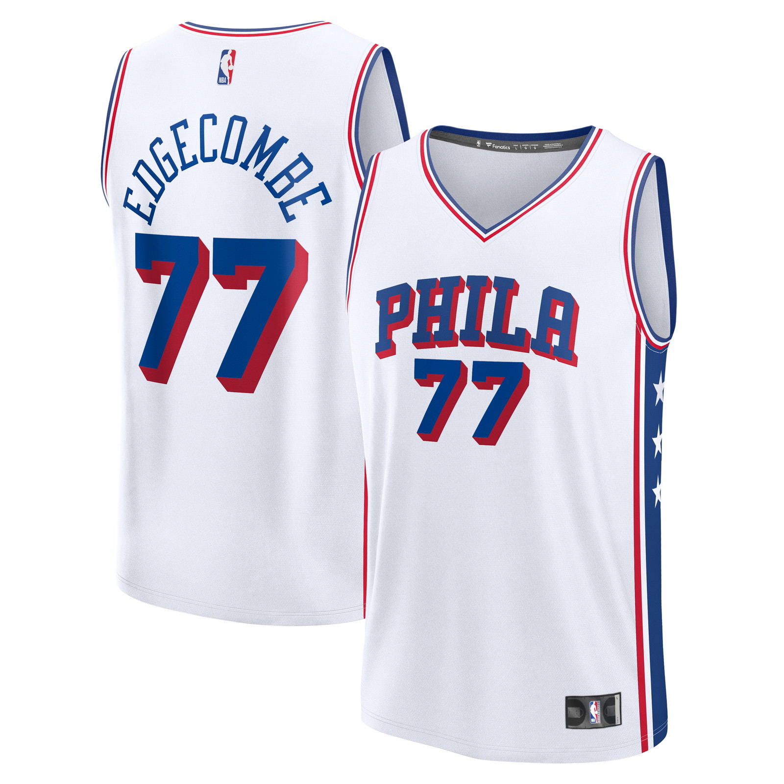 VJ Edgecombe Philadelphia 76ers Fast Break Fan Version Player Jersey - front and back view