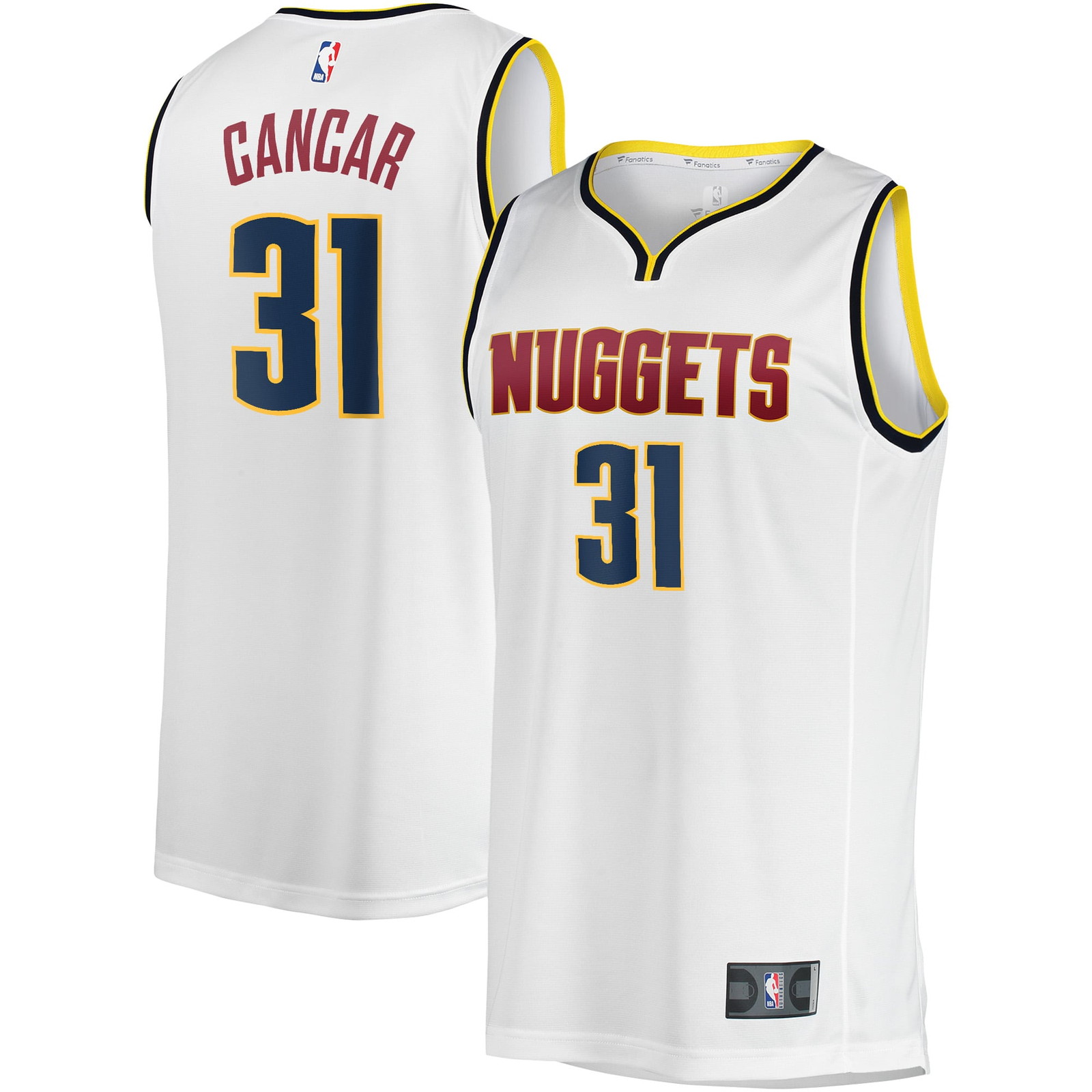 Vlatko Cancar Denver Nuggets Fast Break Player Jersey Association Edition - front and back view