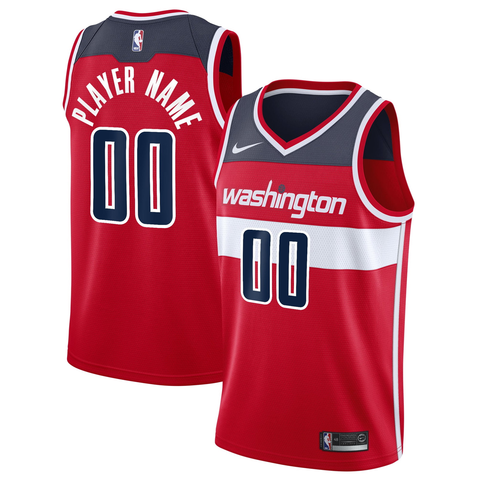Washington Wizards 2020/21 Swingman Custom Jersey Icon Edition Red - front and back view