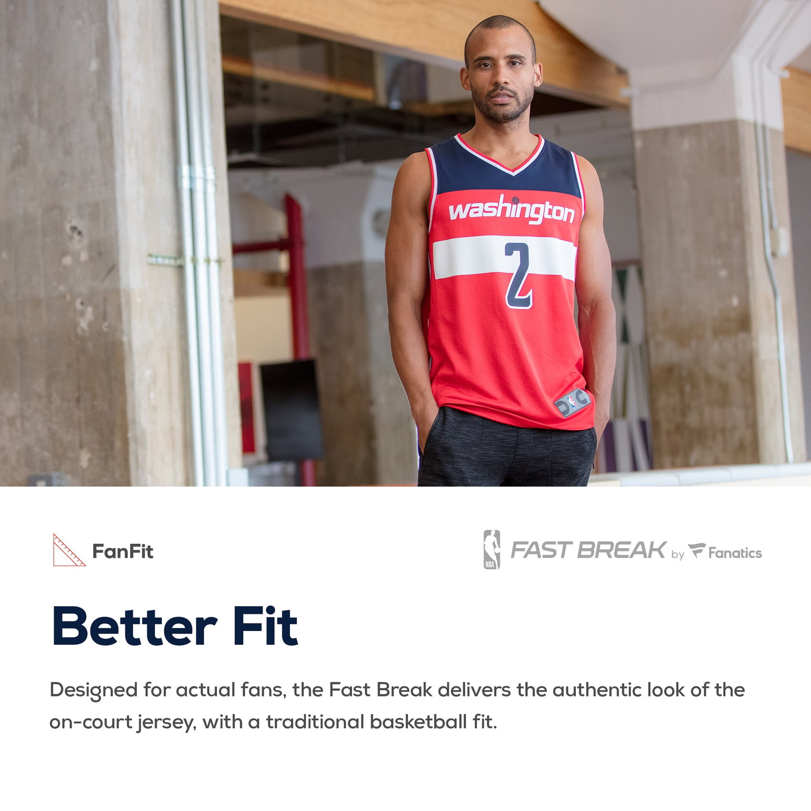 Washington Wizards Fast Break Custom Fan Version Jersey Red Icon Edition - close-up detail 1