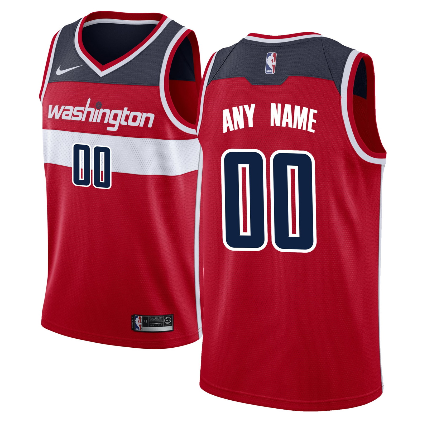 Washington Wizards Swingman Custom Jersey Red Icon Edition - front and back view