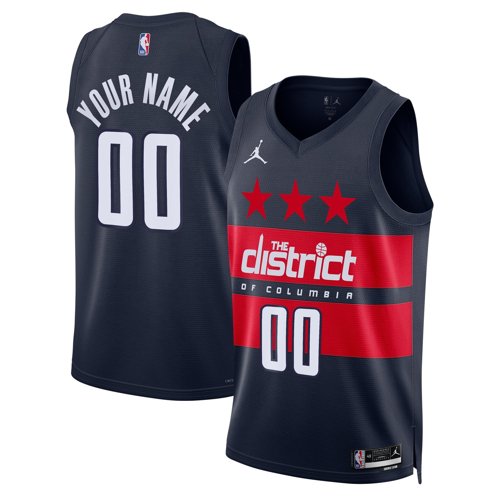 Washington Wizards Unisex 2024/25 Custom Swingman Jersey Statement Edition - front and back view