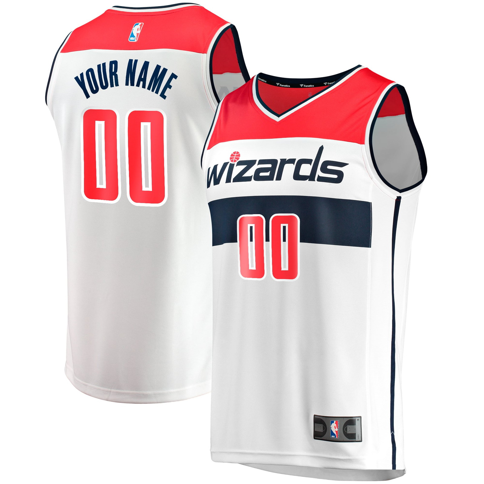 Washington Wizards Youth Fast Break Fan Version Custom Jersey Association - front and back view