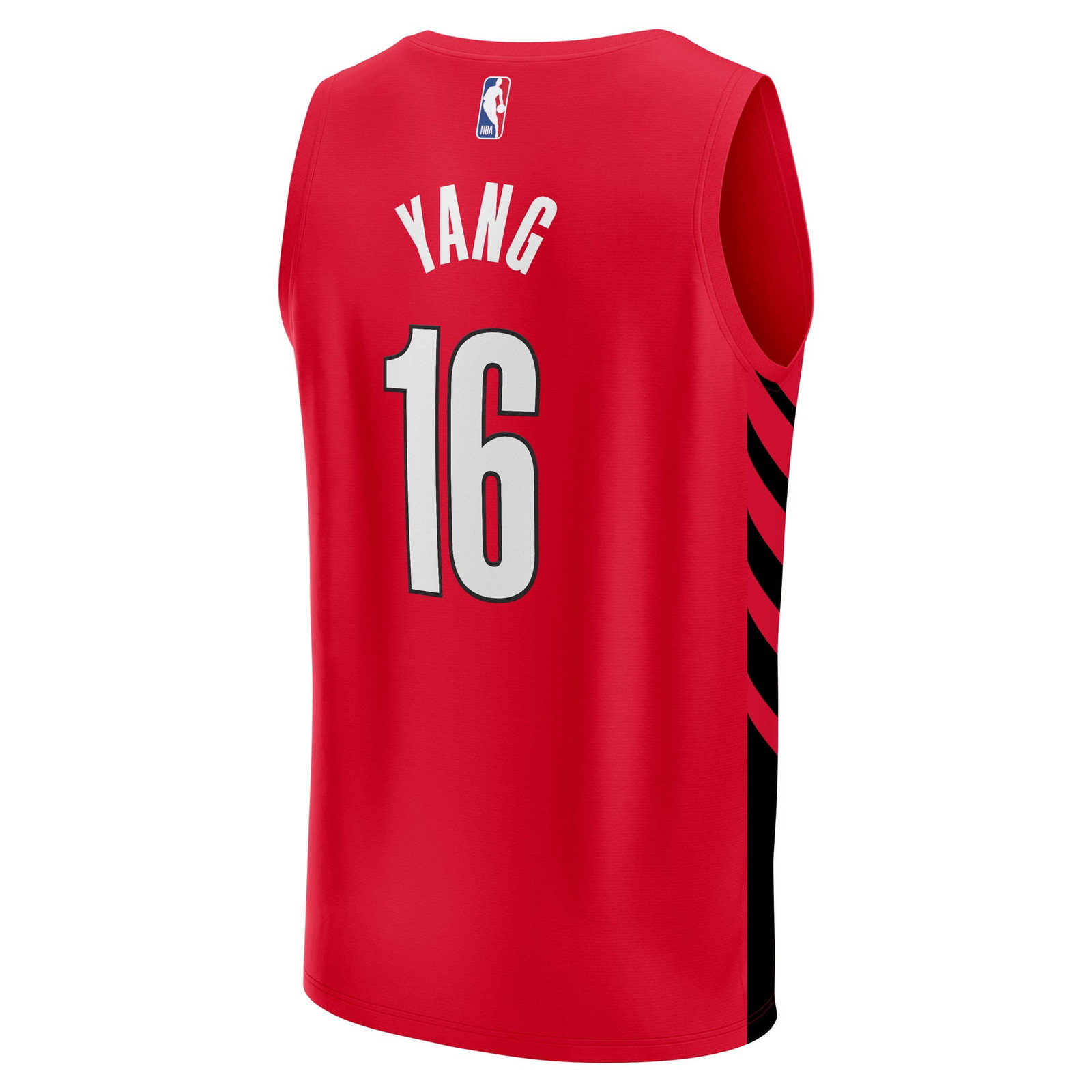 Yang Hansen Portland Trail Blazers Fast Break Fan Version Jersey Red Statement Edition - back view