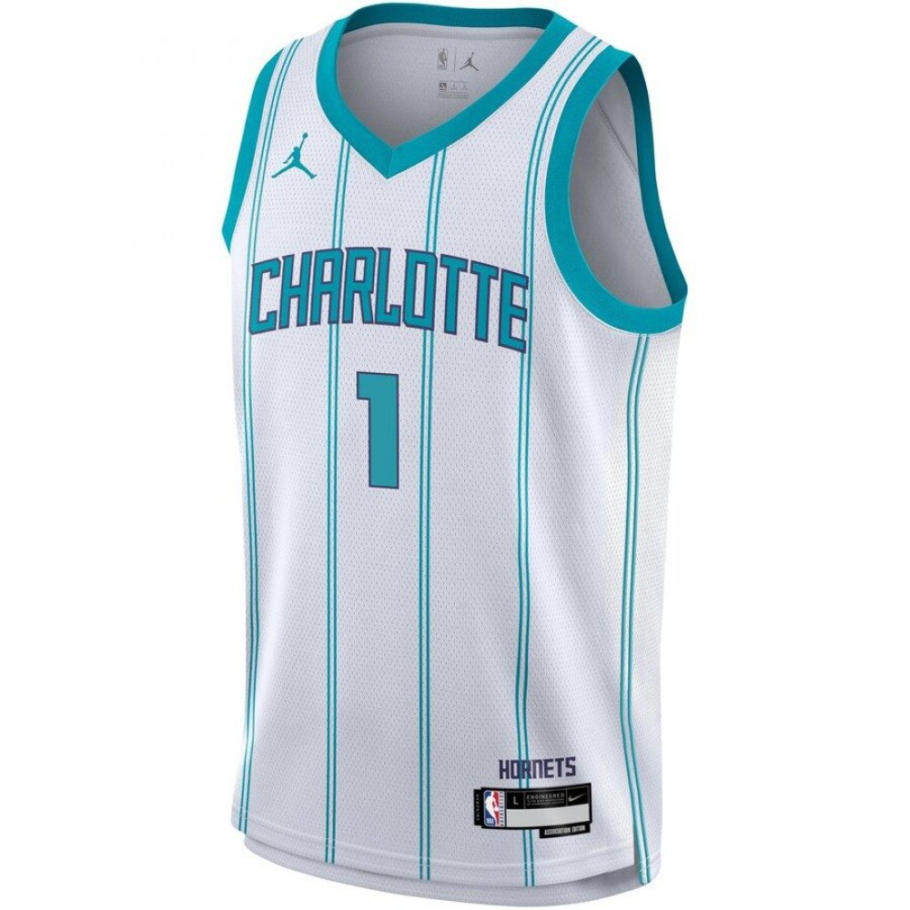 Youth LaMelo Ball White Charlotte Hornets Swingman Jersey Association Edition - second front view