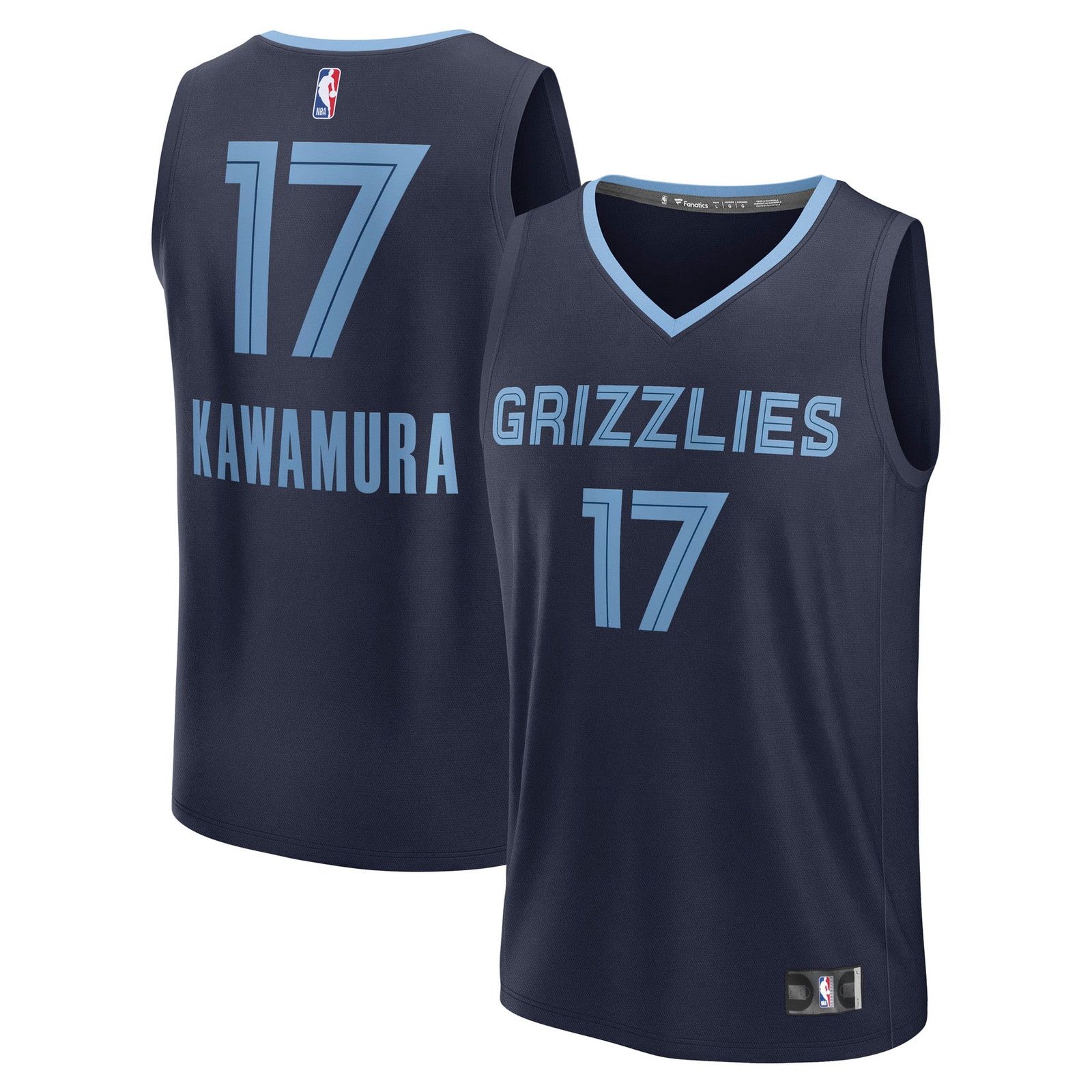 Yuki Kawamura Memphis Grizzlies Fast Break Fan Version Player Jersey Icon - front and back view