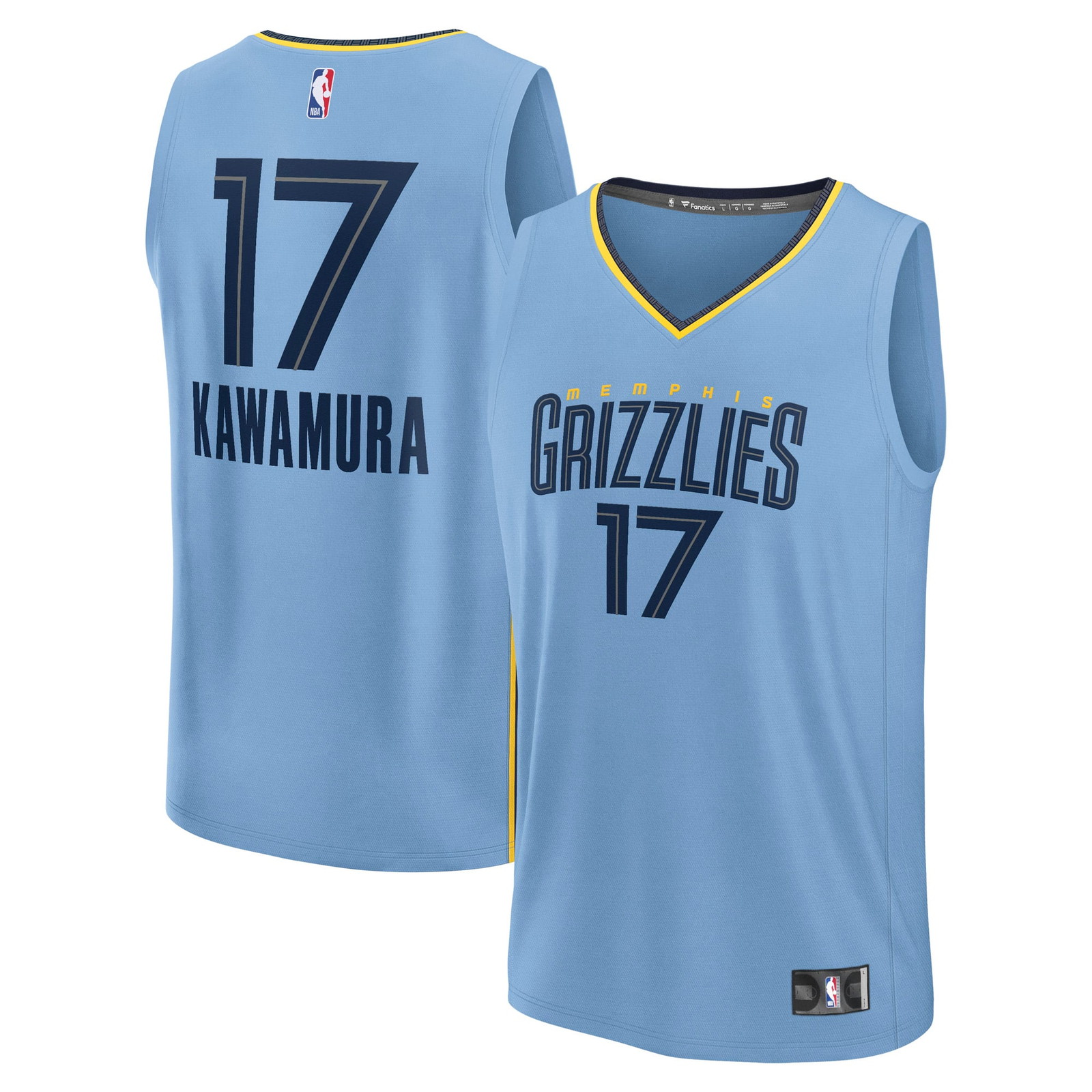 Yuki Kawamura Memphis Grizzlies Fast Break Fan Version Player Jersey - front and back view