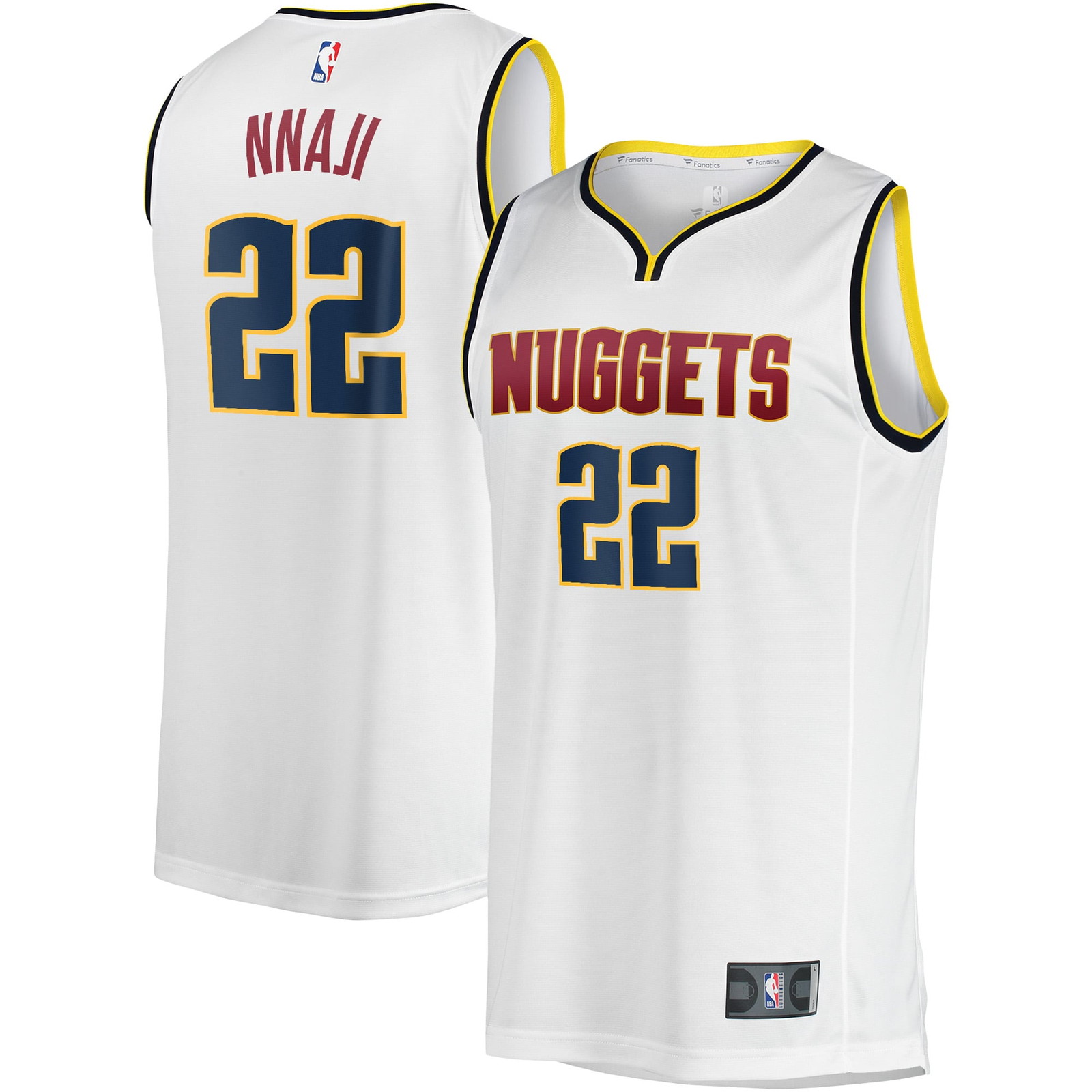 Zeke Nnaji Denver Nuggets Fast Break Player Jersey Association Edition White - front and back view