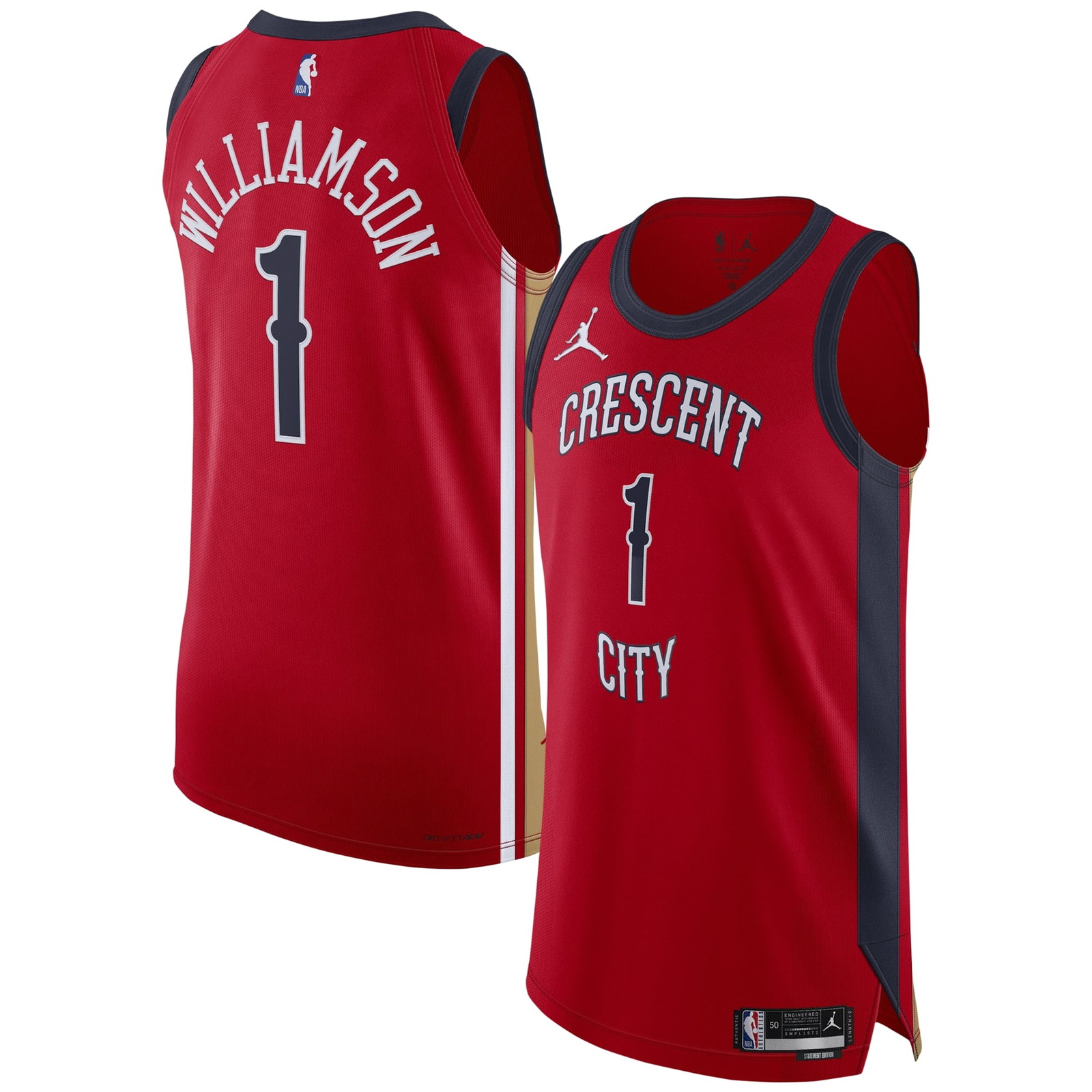 Zion Williamson New Orleans Pelicans Pro Cut Jersey Statement Edition Red - front and back view
