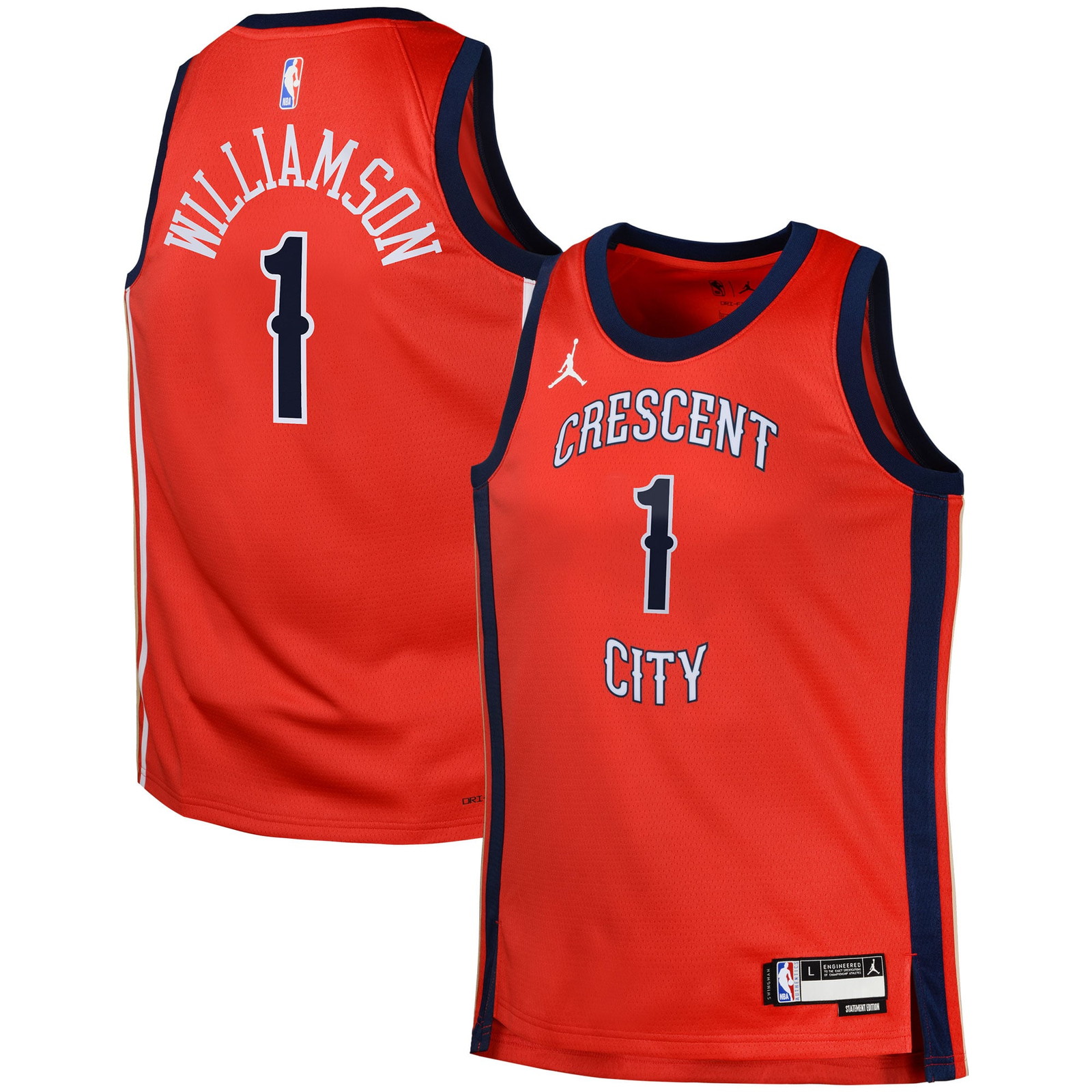 Zion Williamson New Orleans Pelicans Swingman Jersey Statement Red - front and back view