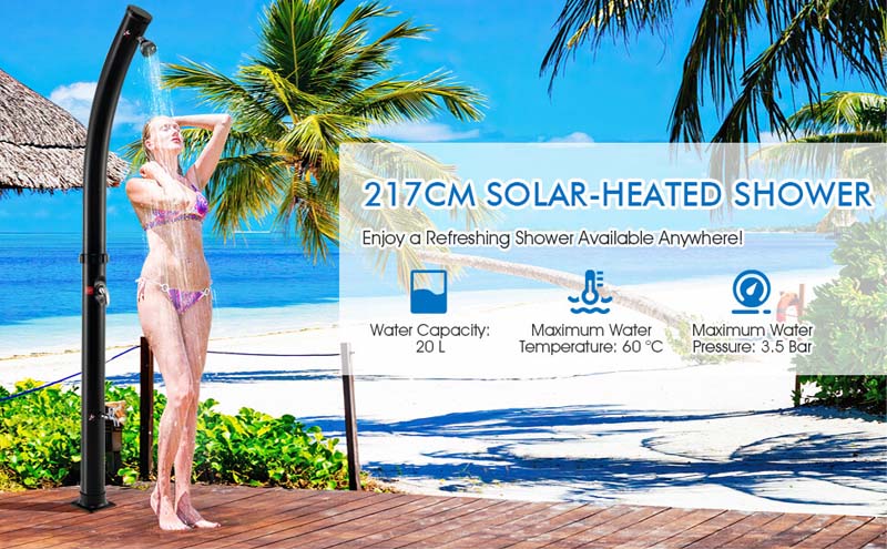 Eletriclife 7.2 Feet 5.3 Gallon Solar-Heated Shower with 360° Rotating Shower Head