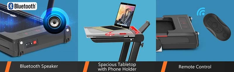 Eletriclife 2.25HP 3-in-1 Folding Treadmill with Large Desk