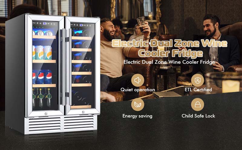 Eletriclife 24 Inch Dual Zone Wine and Beverage Cooler
