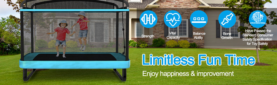 6FT 2-in-1 Kids Fitness Trampoline with Swing and Safety Enclosure Net