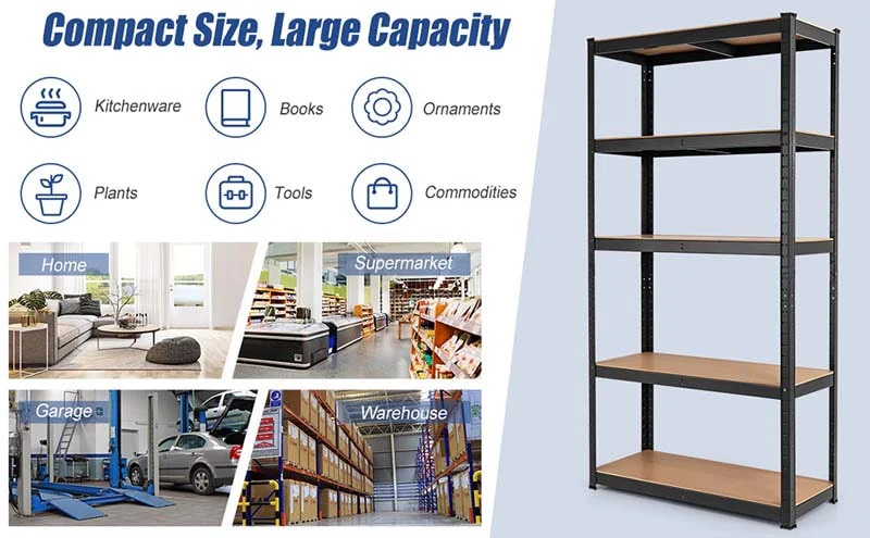 Eletriclife 36 x 72 Inch Adjustable 5-Layer 2000 lbs Capacity Storage Shelf Gray