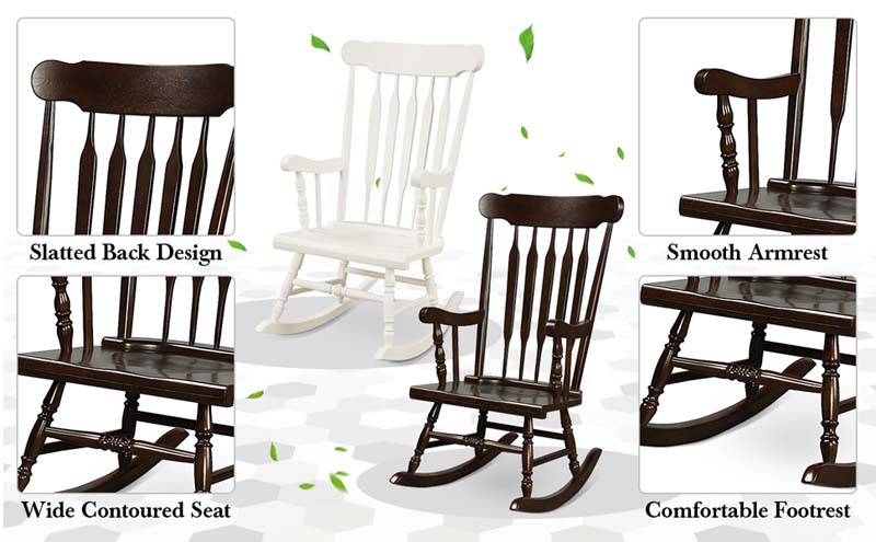 Eletriclife Solid Wood Porch Glossy Finish Rocking Chair