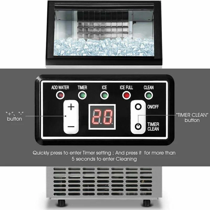 Eletriclife Portable Built-In Stainless Steel Commercial Ice Maker 110Lbs per 24H