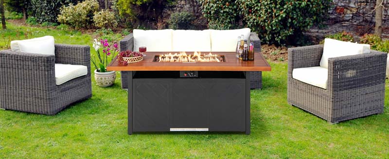 Eletriclife 57 Inch 50000 BTU Rectangular Propane Outdoor Fire Pit Table