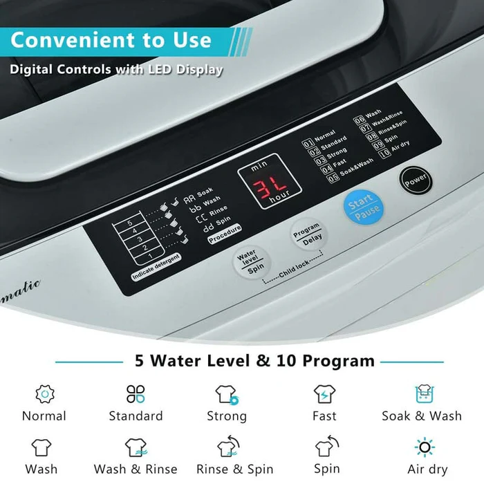 Eletriclife 8.8 lbs Portable Full-Automatic Laundry Washing Machine