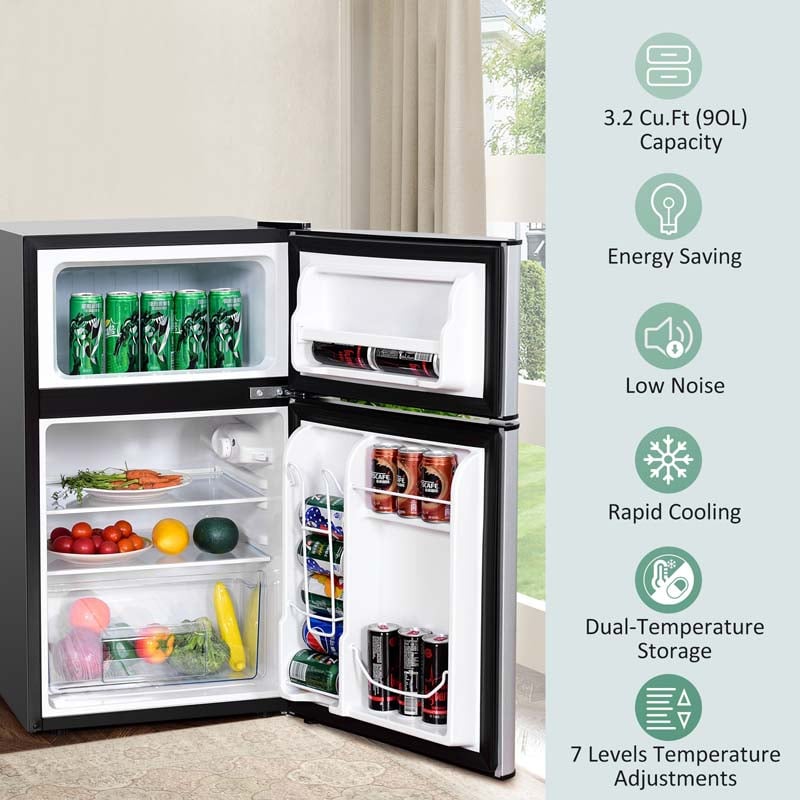 Eletriclife 3.2 cu ft. Compact Stainless Steel Refrigerator