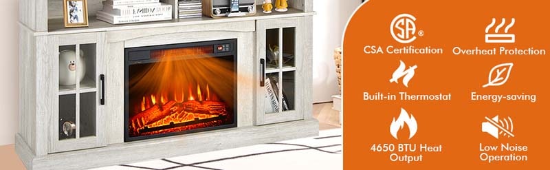 Eletriclife Fireplace TV Stand with 1400W Electric Fireplace
