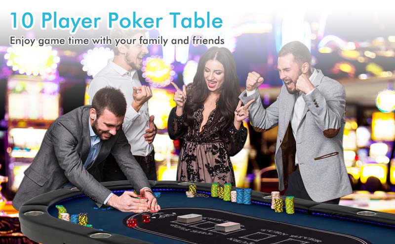 Eletriclife 10 Players Folding Poker Table with Cup Holder