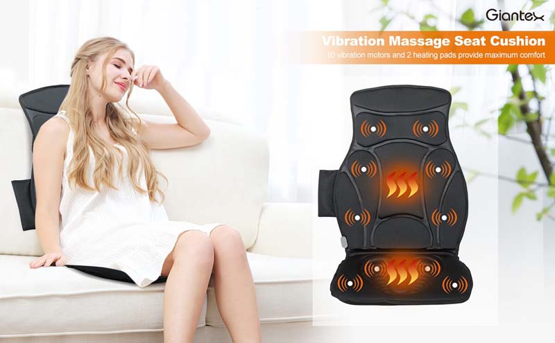 Eletriclife Vibration Massage Car Seat Cushion with 10 Vibration Motors