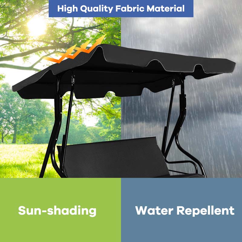 Eletriclife 3 Seat Outdoor Patio Canopy Swing with Cushioned Steel Frame