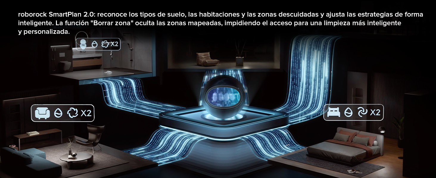 Pantalla de interfaz holográfica azul futurista que muestra elementos tecnológicos y rutas de conexión en un