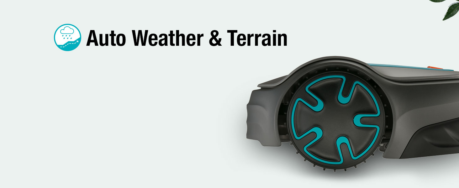 Jardin, sileno, minimo, gardena, robot cortacésped, silencioso,auto weather and terrain