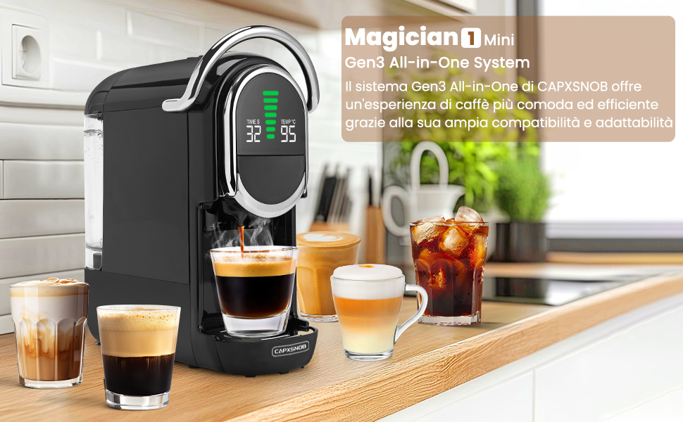 Magician1 Mini ekspres do kawy na kapsułki 5 w 1 generacji All-in-One
