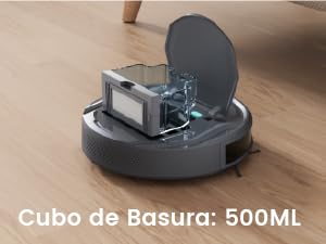 El texto dice «Cubo de Basura: 500 ML». Imágenes del producto que muestran lo que parece ser un pequeño contenedor de basura o unidad de almacenamiento.