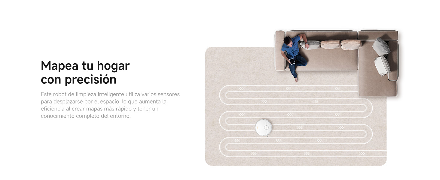 El texto dice «Marca tu hogar con precisión». La imagen muestra una superficie texturizada de color beige o crema con marcas de medición y un patrón cuadriculado.