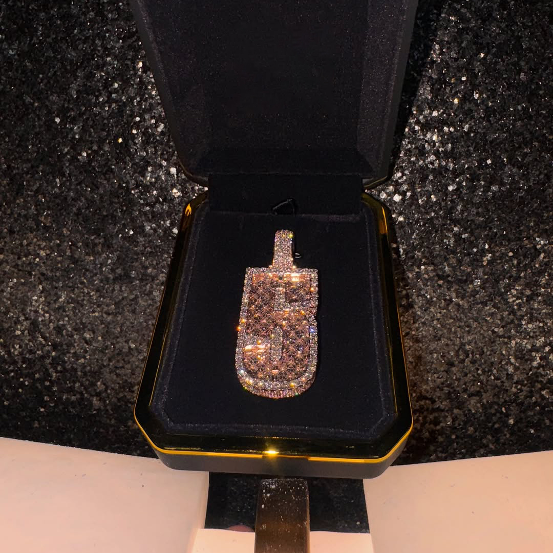 Moissanite Sparkle Number "5" Full Diamond Pendant