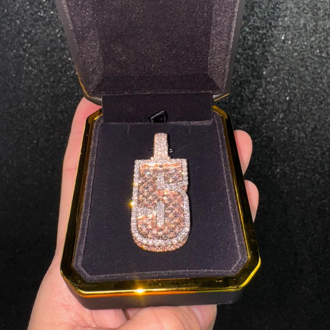 Moissanite Sparkle Number "5" Full Diamond Pendant