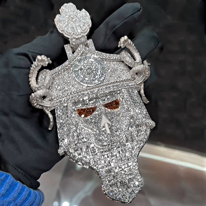 Luxury conqueror mask pendant on black background