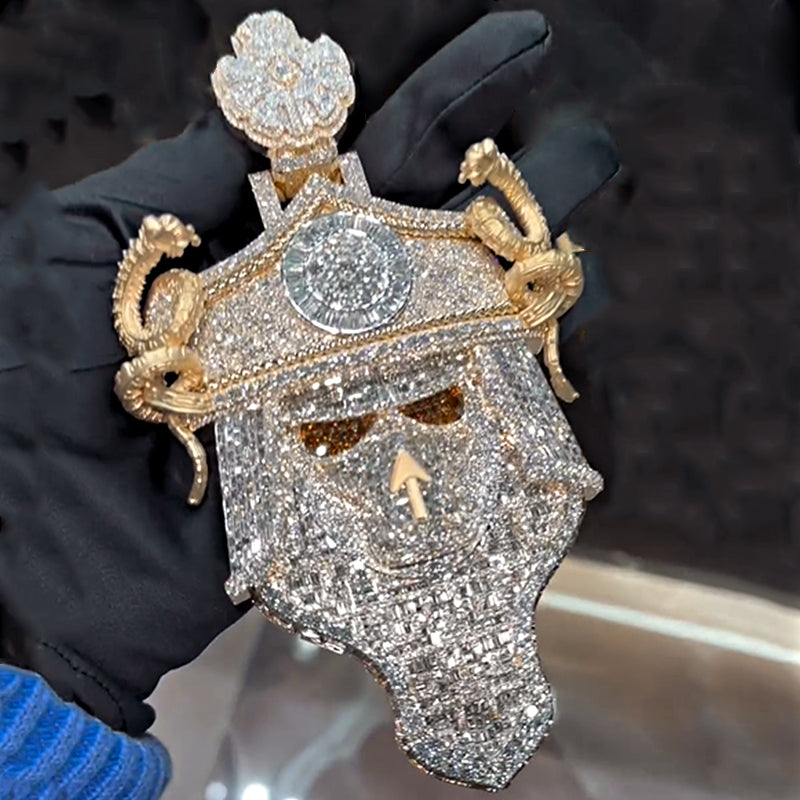 Luxury conqueror mask pendant on black background