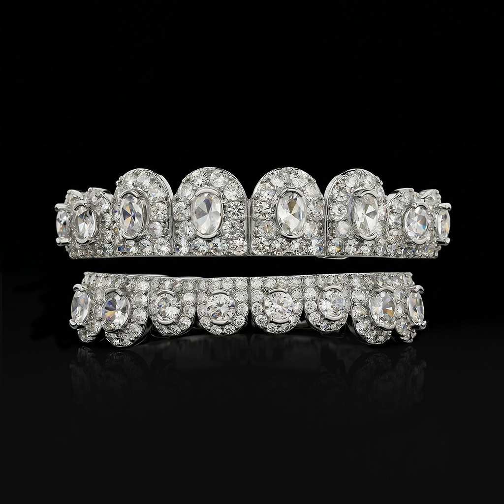 Iced Out Oval Cut Grillz Set