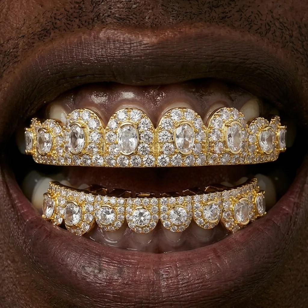 Iced Out Oval Cut Grillz Set