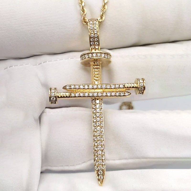 nail cross pendant front view luxury streetwear jewelry design