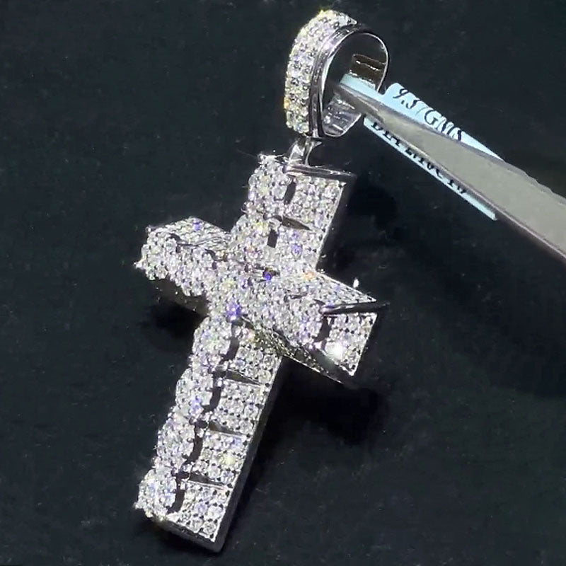 detailed cuban link tennis chain texture iced out bling necklace close up