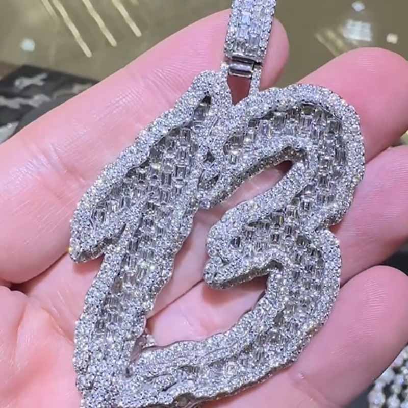 Iced out Number 13 pendant necklace for men with hip hop streetwear style