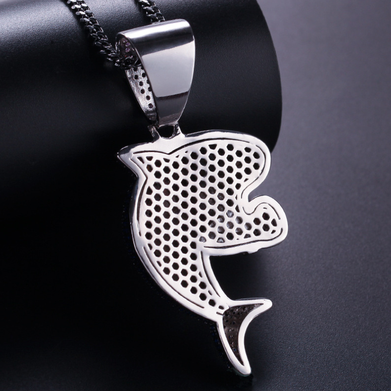 boxing shark pendant back view metal craftsmanship detail jewelry