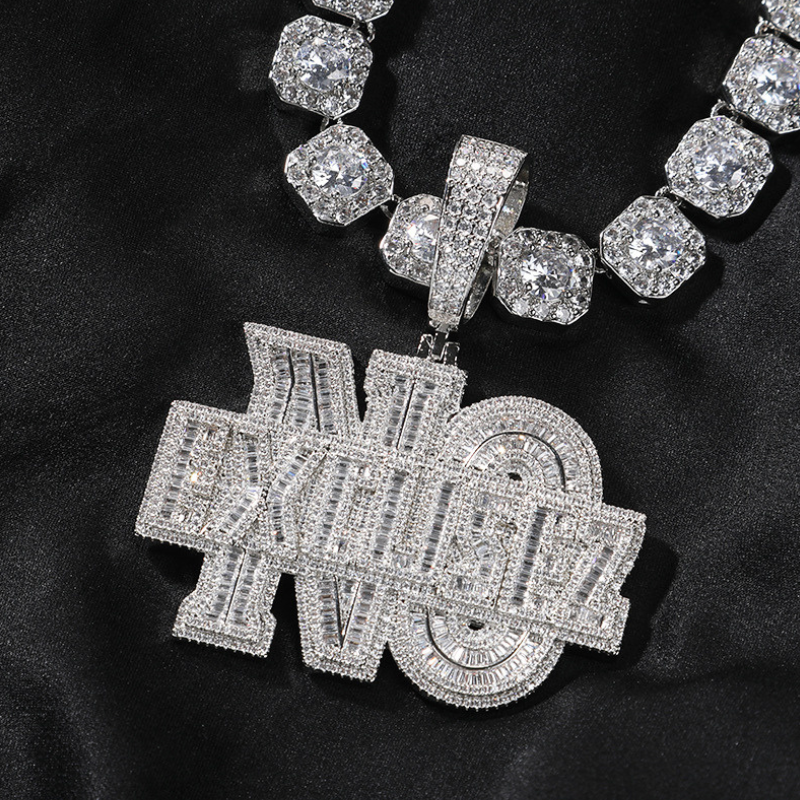 Moissanite "NO EXCUSEZ" Letter Pendant